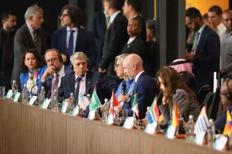 Rio de Janeiro (RJ), 17/11/2024 – Mesa do fórum de prefeitos do G20 (Urban 20), na zona portuária da capital fluminense. Foto: Tomaz Silva/Agência Brasil