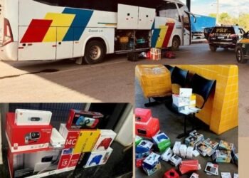 PRF apreende dezenas de eletrônicos sem nota fiscal em ônibus na Bahia