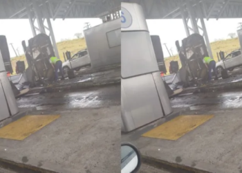 Carreta atinge cabine de pedágio e arrasta funcionária na rodovia na Bahia