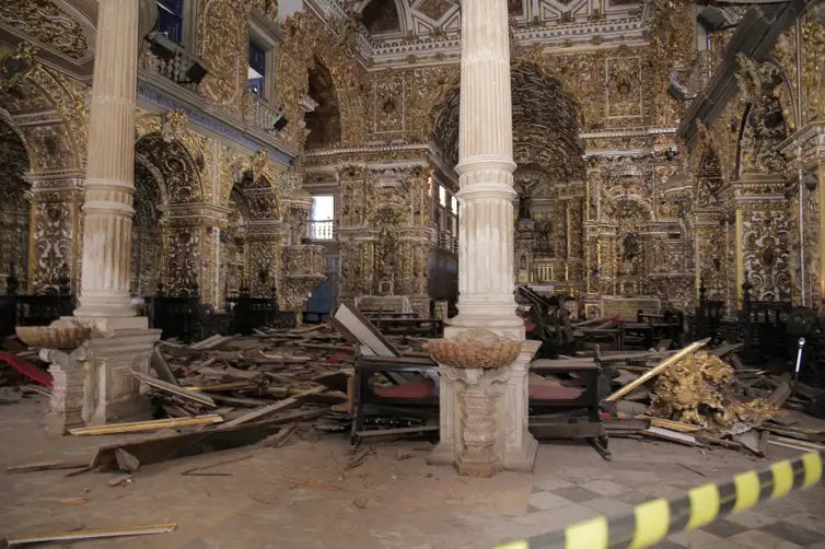 Maiara Cerqueira/MinC Salvador (BA), 06/02/2025 - Igreja de São Franscisco de Assis, no Pelourinho, que teve o teto desabado. Foto: Maiara Cerqueira/MinC