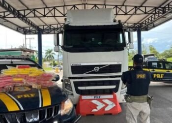 PRF apreende mais 38 kg de cocaína ao abordar um caminhão-trator na Bahia