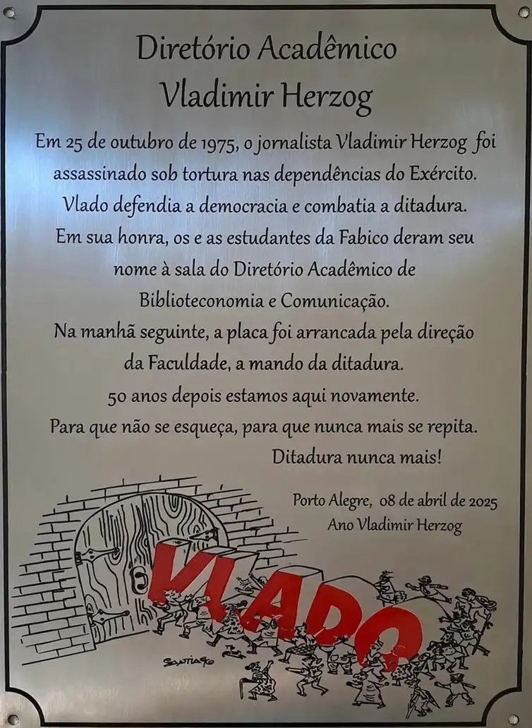 Rio de Janeiro (RJ), 07/04/2025 - Espaço de resistência na ditadura, UFRGS faz homenagens a Herzog.
Foto: UFRG/Divulgação