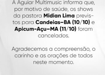 Midian Lima cancela show na Semana Evangélica por problemas de saúde – Prefeitura Municipal de Candeias.