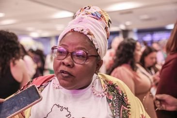 Brasília (DF), 01/10/2025 – Dalvilene Cardoso, durante a 5ª Conferência Nacional de Políticas para as Mulheres.
Foto: José Cruz/Agência Brasil