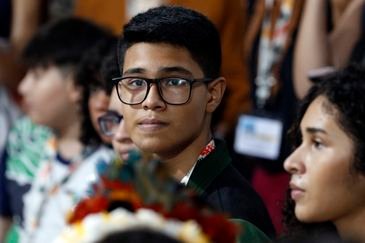 Belém (PA), 17/11/2025 - André da Luz participa do Dia da Juventude na COP30: Jovem Campeã do Clima recebe 30 crianças em diálogo sobre ação climática. Foto: Bruno Peres/Agência Brasil