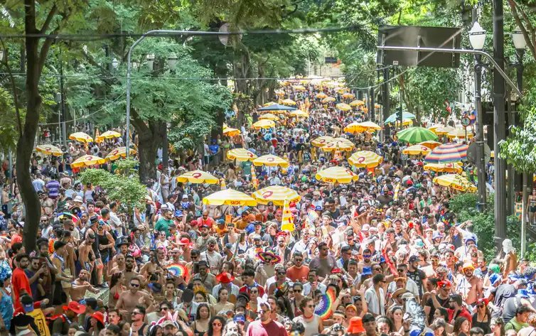 Paulo Pinto/Agência Brasil São Paulo (SP), 15/02/2026 - Desfile do Bloco Afro na Rua, na Avenida São Luiz.
Foto: Paulo Pinto/Agência Brasil