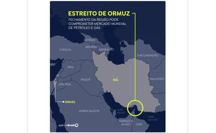 Mapa Estreito de Ormuz. Foto: Arte/EBC