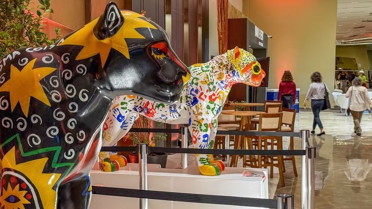 Rafa Neddermeyer/Agência Brasil Campo Grande (MS), 21/03/2026 – Estruturas da COP 15, a Blue Zone, espaço oficial para as delegações internacionais e negociações da ONU, está instalada no Bosque Expo, o centro de eventos do Shopping Bosque dos Ipês.
Foto: Rafa Neddermeyer/Agência Brasil