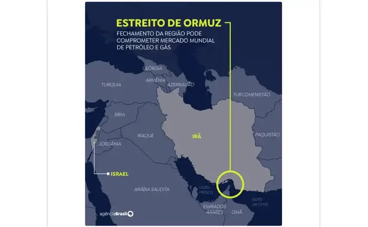 Mapa Estreito de Ormuz. Foto: Arte/EBC